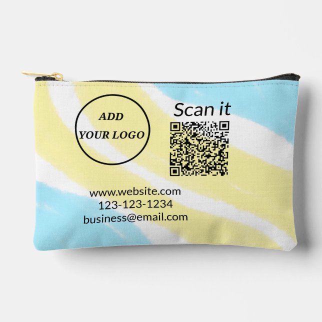Simple minimal q r code add logo scan code name we accessory pouch (Front)