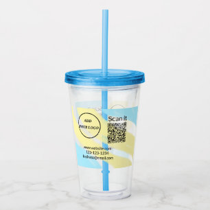 Simple minimal q r code add logo scan code name we acrylic tumbler