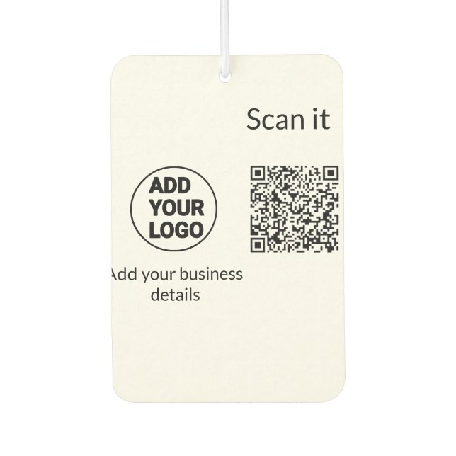 Simple minimal q r code add logo scan code name we air freshener (Front)