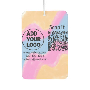 Simple minimal q r code add logo scan code name we air freshener