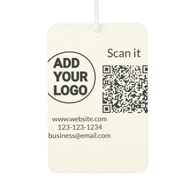 Simple minimal q r code add logo scan code name we air freshener (Front)