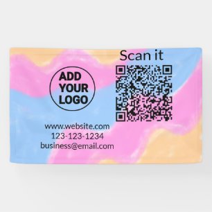 Simple minimal q r code add logo scan code name we banner