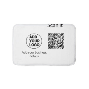 Simple minimal q r code add logo scan code name we bath mat