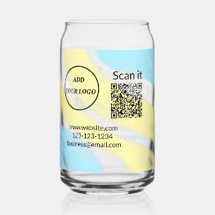 Simple minimal q r code add logo scan code name we can glass