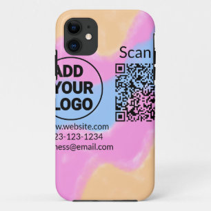 Simple minimal q r code add logo scan code name we iPhone 11 case