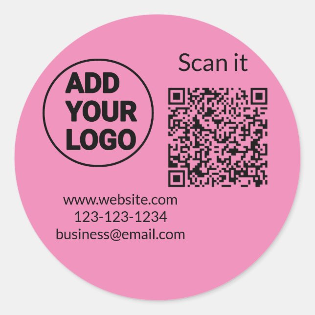 Simple minimal q r code add logo scan code name we classic round sticker (Front)