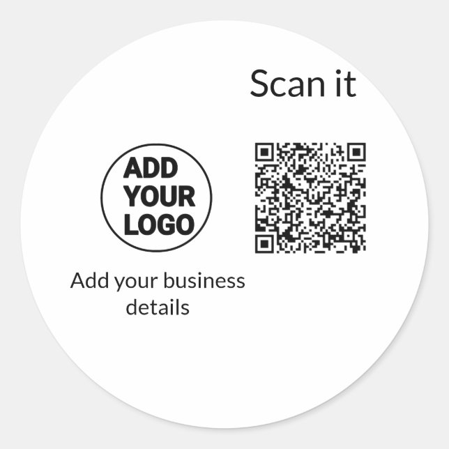 Simple minimal q r code add logo scan code name we classic round sticker (Front)