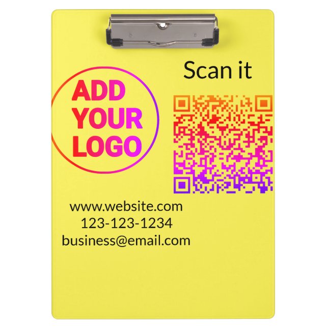 Simple minimal q r code add logo scan code name we clipboard (Front)