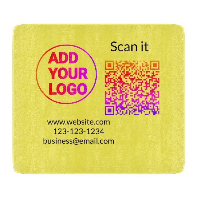 Simple minimal q r code add logo scan code name we cutting board (Front)