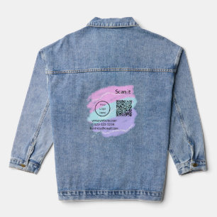 Simple minimal q r code add logo scan code name we denim jacket