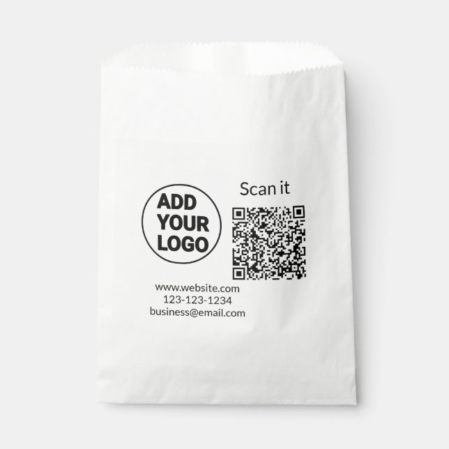 Simple minimal q r code add logo scan code name we favour bag (Front)
