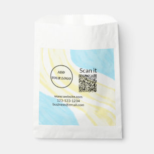 Simple minimal q r code add logo scan code name we favour bag