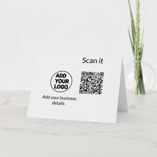 Simple minimal q r code add logo scan code name we foil holiday card (Front)