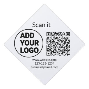 Simple minimal q r code add logo scan code name we graduation cap topper