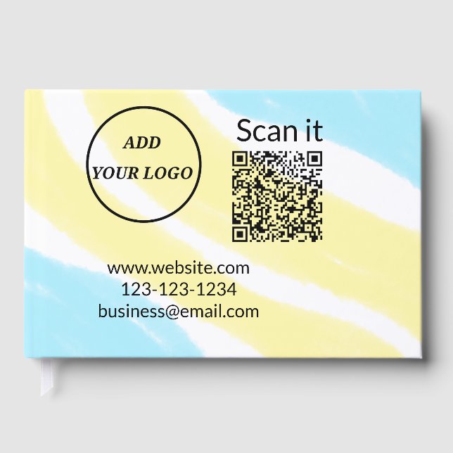 Simple minimal q r code add logo scan code name we guest book (Front)