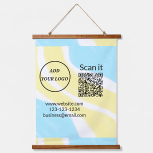 Simple minimal q r code add logo scan code name we hanging tapestry