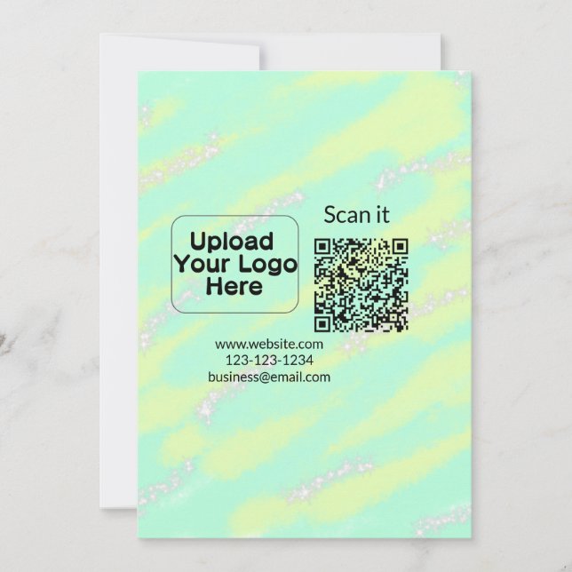 Simple minimal q r code add logo scan code name we invitation (Front)