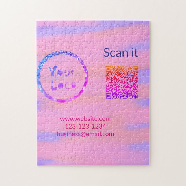Simple minimal q r code add logo scan code name we jigsaw puzzle (Vertical)