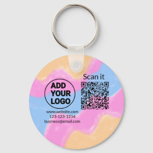Simple minimal q r code add logo scan code name we keychain