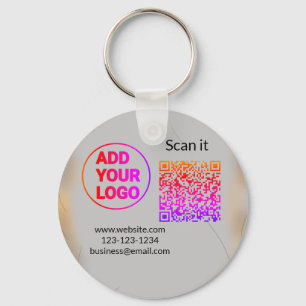 Simple minimal q r code add logo scan code name we keychain