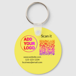 Simple minimal q r code add logo scan code name we keychain
