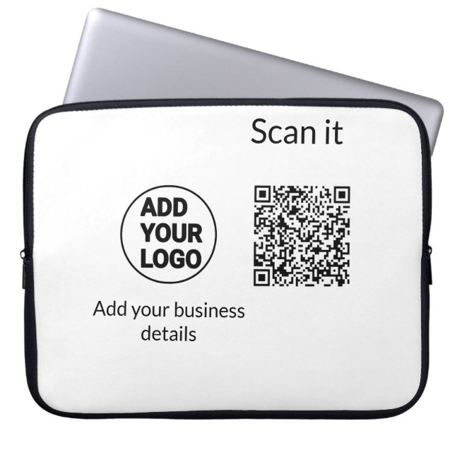 Simple minimal q r code add logo scan code name we laptop sleeve (Front)