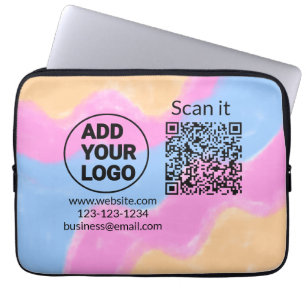 Simple minimal q r code add logo scan code name we laptop sleeve