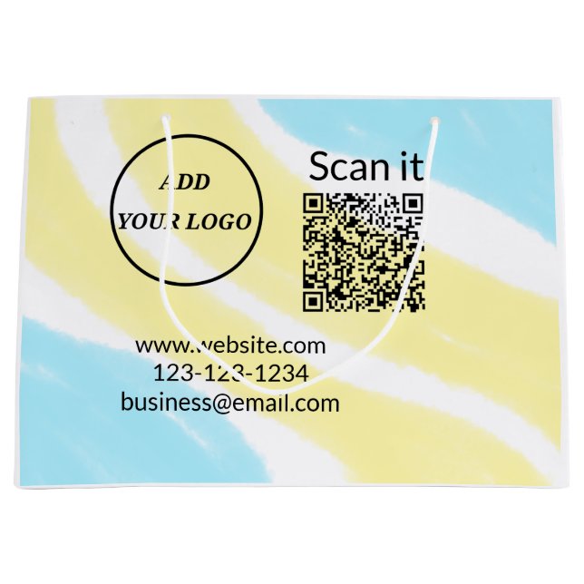 Simple minimal q r code add logo scan code name we large gift bag (Front)