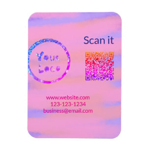 Simple minimal q r code add logo scan code name we magnet