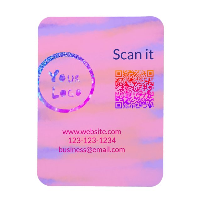 Simple minimal q r code add logo scan code name we magnet (Vertical)