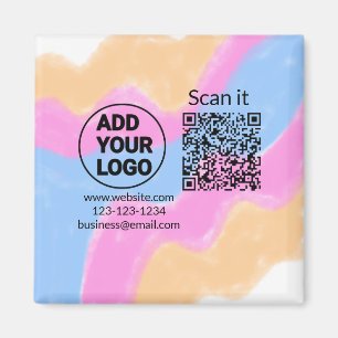 Simple minimal q r code add logo scan code name we magnet