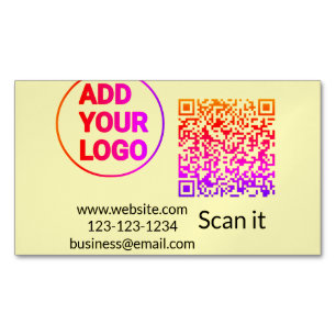 Simple minimal q r code add logo scan code name we 	Magnetic business card