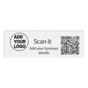 Simple minimal q r code add logo scan code name we name tag