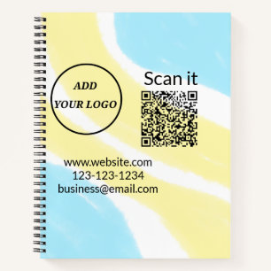Simple minimal q r code add logo scan code name we notebook