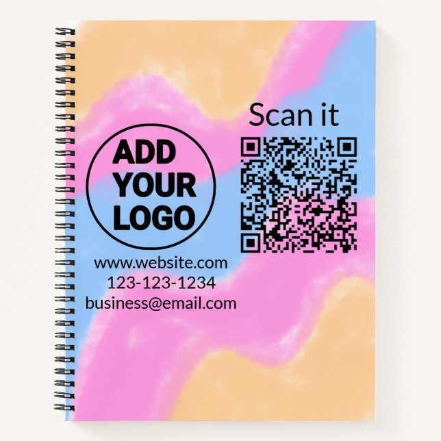Simple minimal q r code add logo scan code name we notebook (Front)