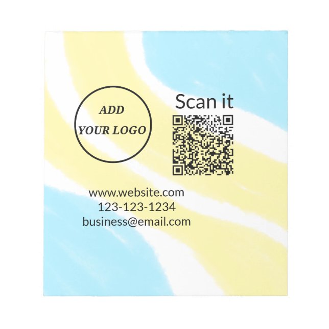 Simple minimal q r code add logo scan code name we notepad (Front)