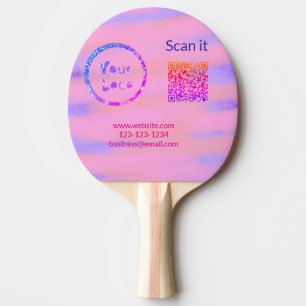 Simple minimal q r code add logo scan code name we ping pong paddle