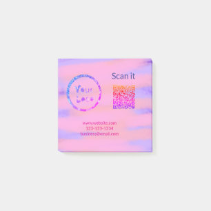 Simple minimal q r code add logo scan code name we post-it notes