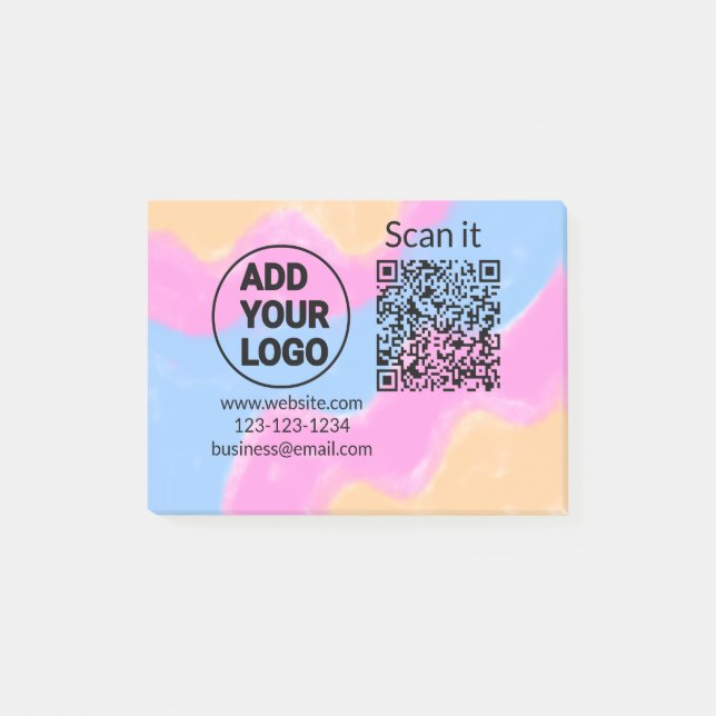 Simple minimal q r code add logo scan code name we post-it notes (Front)
