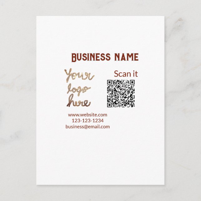 Simple minimal q r code add logo scan code name we postcard (Front)