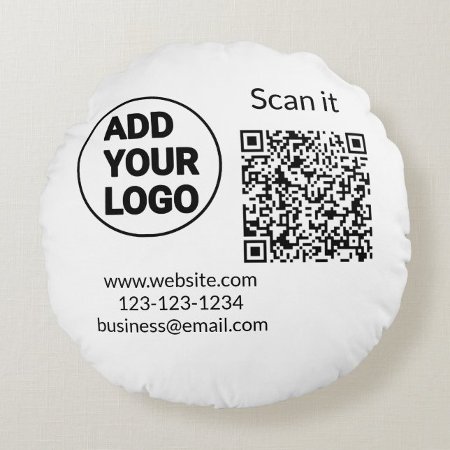 Simple minimal q r code add logo scan code name we round pillow (Front)