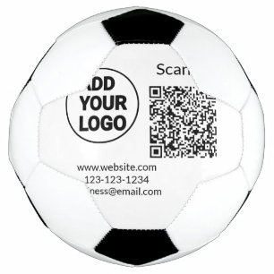 Simple minimal q r code add logo scan code name we soccer ball