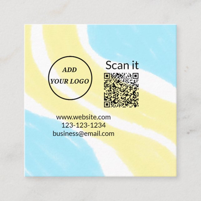 Simple minimal q r code add logo scan code name we square business card (Front)