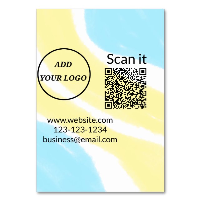 Simple minimal q r code add logo scan code name we table number (Front)