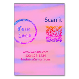 Simple minimal q r code add logo scan code name we table number