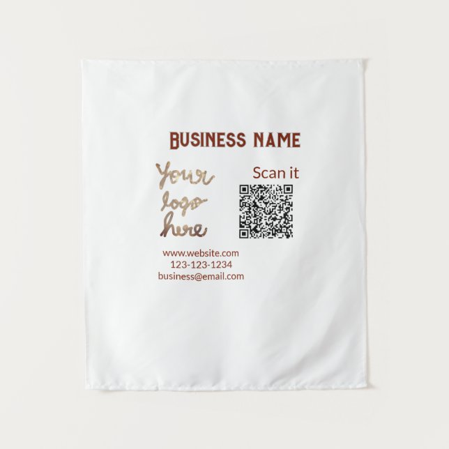 Simple minimal q r code add logo scan code name we tapestry (Front)