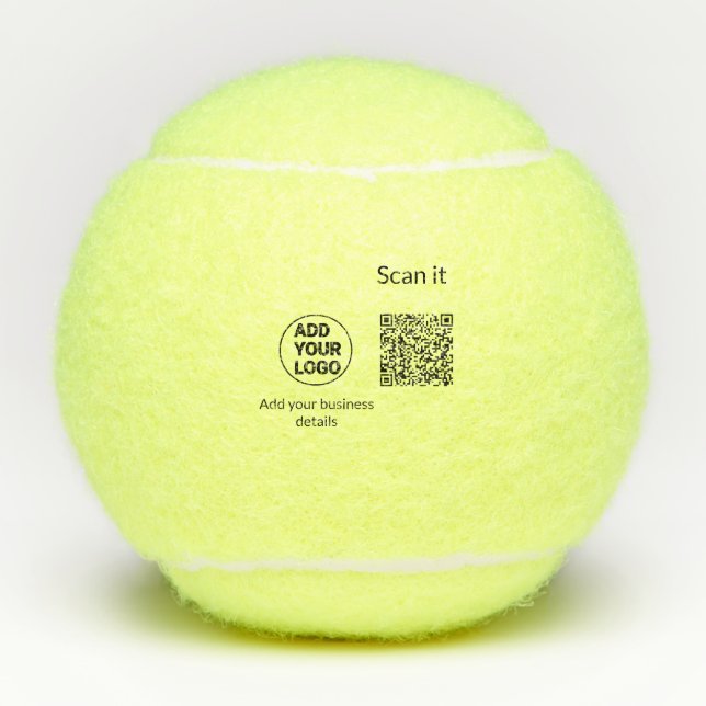 Simple minimal q r code add logo scan code name we tennis balls (Front)