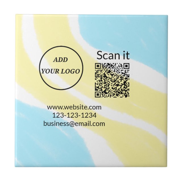 Simple minimal q r code add logo scan code name we tile (Front)