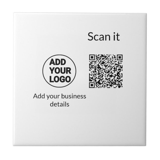 Simple minimal q r code add logo scan code name we tile (Front)