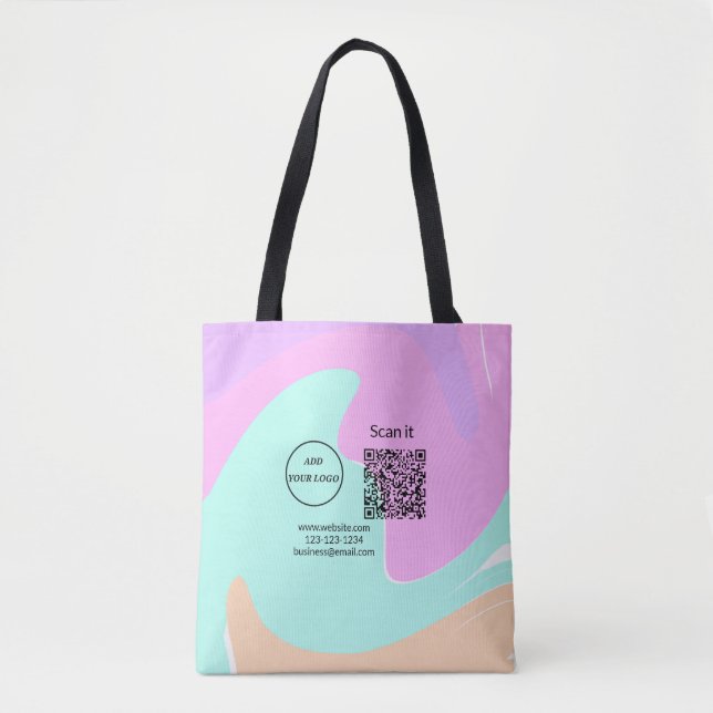 Simple minimal q r code add logo scan code name we tote bag (Front)